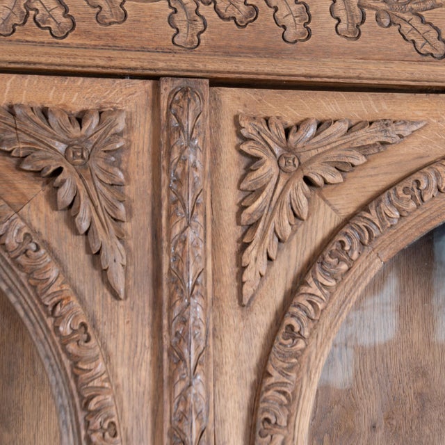 19th-Century Large French Bleached Oak Bookcase Display Cabinet For Sale - Image 6 of 14