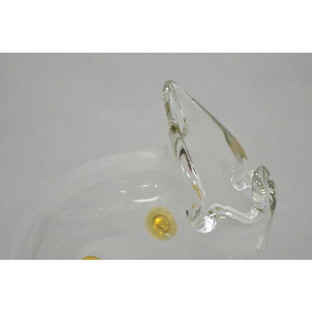 Vintage Mid Century Modern Blenko Style Amber Fin Blown Glass Fish Vase Bowl For Sale In Philadelphia - Image 6 of 15