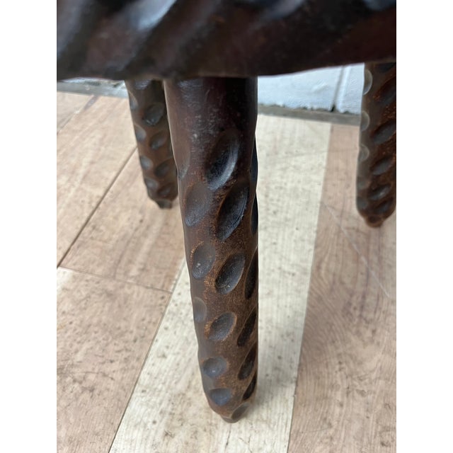 Brown Mid Century Spanish Brutalist TriPod Milk Stool Witco Styling For Sale - Image 8 of 10