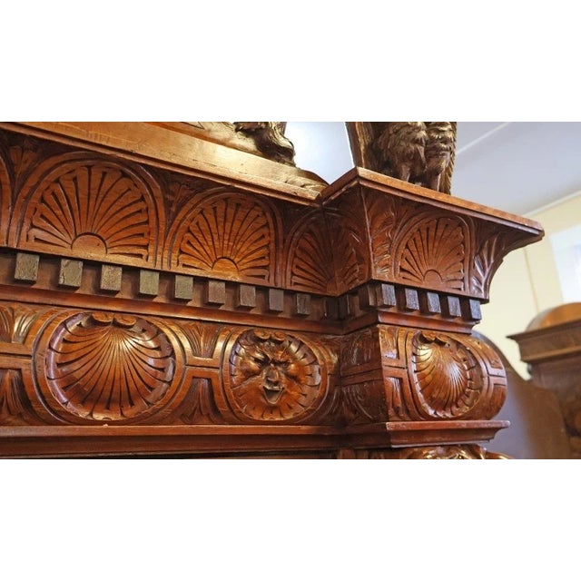19th Century Renaissance Revival Atlas Walnut Figural Curio China Cabinet For Sale - Image 10 of 18