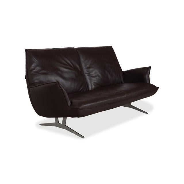 Modern Brown Leather Fenja Two-Seater Sofa with Manual Function from Koinor For Sale - Image 3 of 16