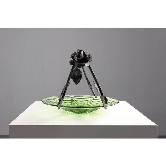 Art Deco Glass and Metal Fruit Bowl, France, 1920s For Sale - Image 10 of 12