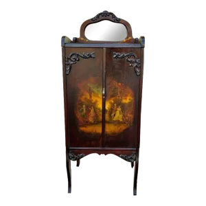 19th Century Antique Victorian Style Hand Painted Music Storage Cabinet.