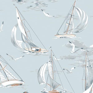 SAMPLE - Boråstapeter Sailboats Wallpaper In Sky