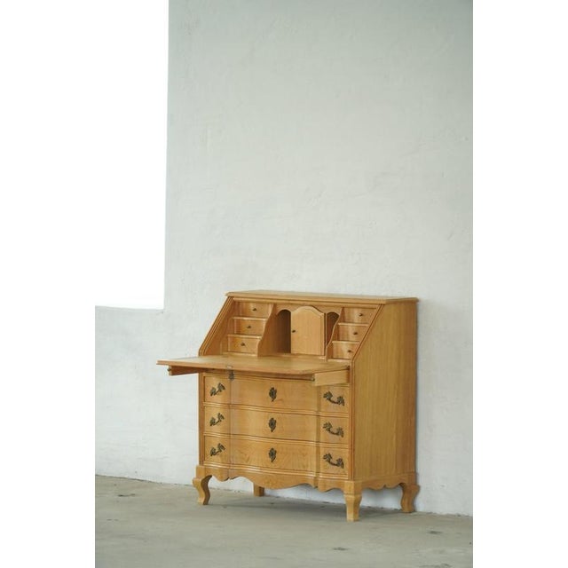 Vintage Danish Oak Drop‑Front Secretaire, 1950s For Sale - Image 10 of 18