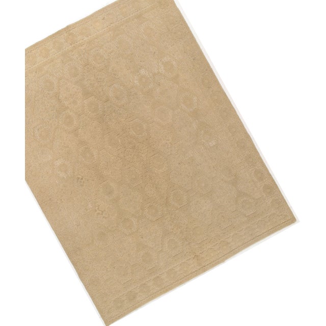 Vintage Spanish Tan Rug 7' X 9'2 For Sale - Image 4 of 8