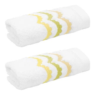 Celerie Kemble + Hamburg House Whimsical Lemon Scallop Wash Cloth - Set of 2 For Sale