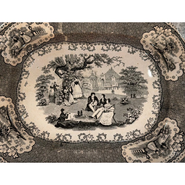 Black Mid-19th Century English Black Transferware Romantic Scenic Platter, Circa 1850–1870 For Sale - Image 8 of 18