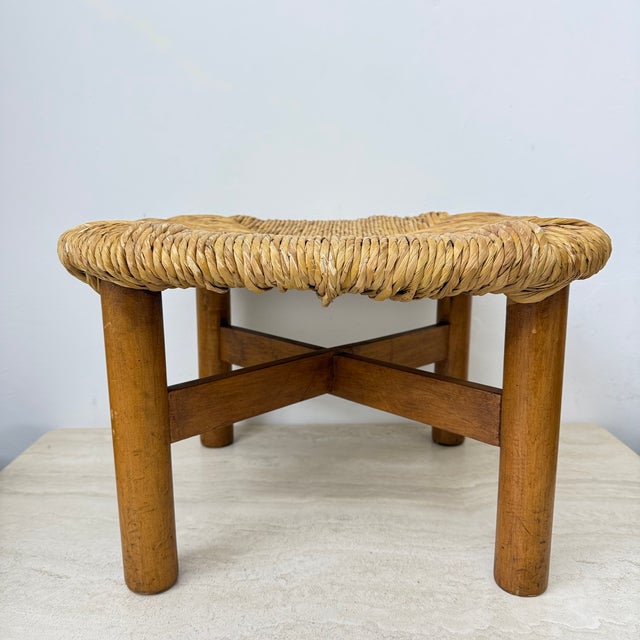 Italian Rush Stool attributed to Lorenzo Forges Davanzati, 1960s For Sale - Image 11 of 16
