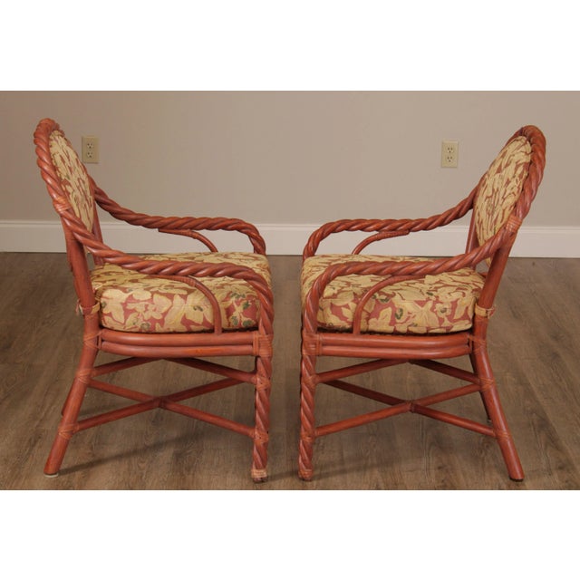 McGuire of San Francisco Painted Twisted Rattan Armchairs (B) - a Pair For Sale In Philadelphia - Image 6 of 13