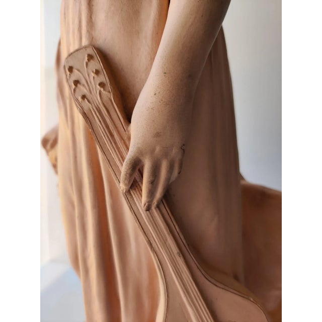 Antique Terracotta Girl with Mandolin Sculpture For Sale - Image 5 of 18
