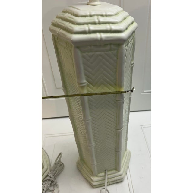 Vintage Palm Beach Regency Faux Bamboo Pagoda Table Lamp - a Pair For Sale - Image 9 of 12