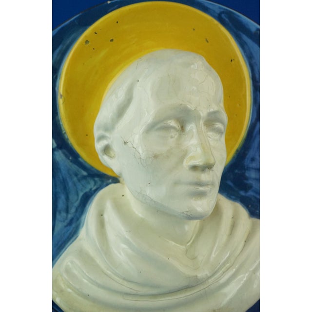 Ceramic Sculpture Medallion Plaque of Saint Francis, 1930s For Sale - Image 9 of 18