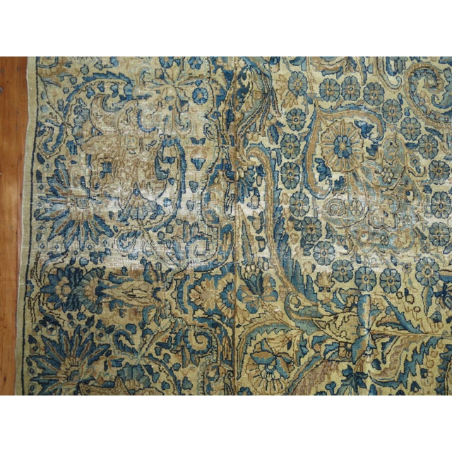 Antique Zabihi Collection Oversize Green Blue Persian Kerman Carpet - 9'6" x 17' For Sale - Image 4 of 6
