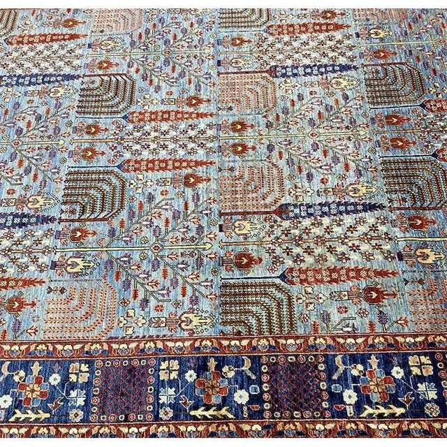 Handwoven Blue Bijar Style Rug 8'0" X 9'9" For Sale - Image 4 of 11