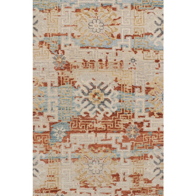 Contemporary Rug & Kilim’s Block Print Runner Rug with Colorful Geometric Floral Medallions - 3x6 For Sale - Image 3 of 7