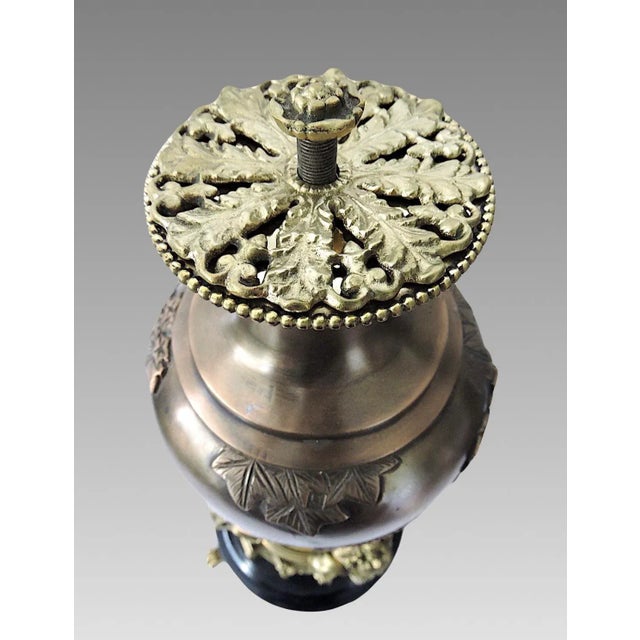 Bronze Rare Messenger Phipson Antique Side or Occasional Table, Japanese Meiji Bronze With Cherubs (Putti), Glass & Gilt Top - England For Sale - Image 8 of 11