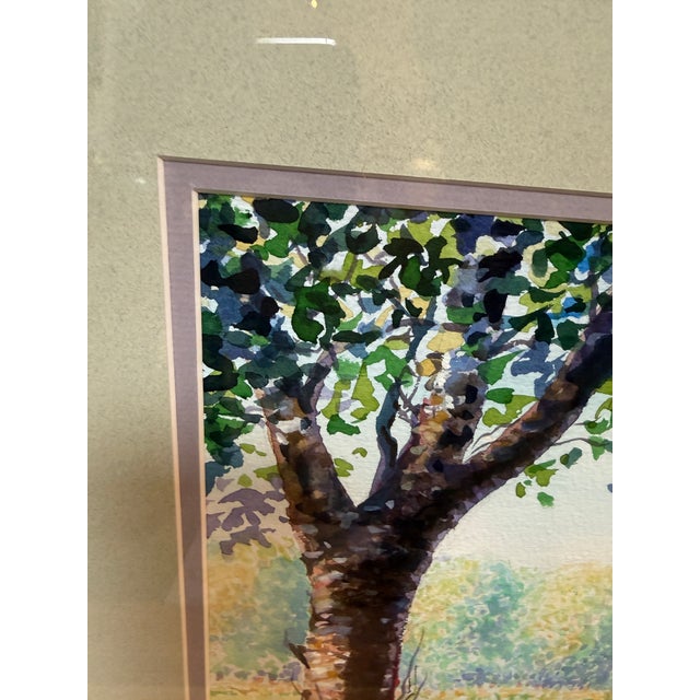 Circa 1996 l.m. Steadman Two Cows Resting in Pasture Watercolor, Signed For Sale - Image 10 of 12