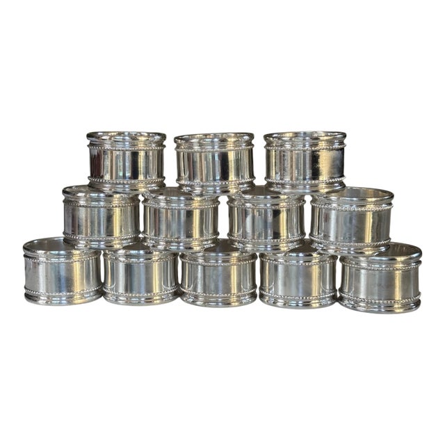 Vintage Silver Plated Napkin Rings - Set of 12, Polished For Sale