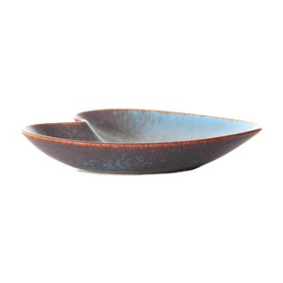 Brown & Blue Matte Haresfur Glaze AXA Bowl by Gunnar Nylund for Rörstrand For Sale