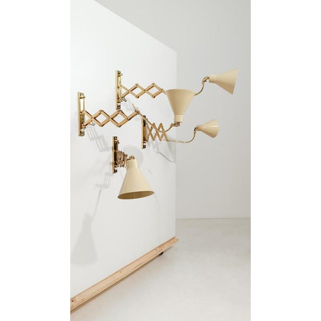 Gold Vintage Italian Adjustable Wall Light in Brass and Creamy White Metal, 1950s For Sale - Image 8 of 18