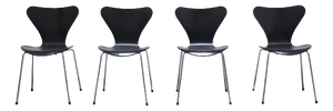Vintage Black Series 7 Chairs by Arne Jacobsen for Fritz Hansen, 1955, Set of 4