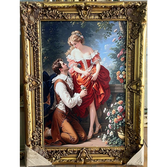 Bring romance and timeless elegance to your home with this captivating portrait depicting a couple sharing a tender moment...