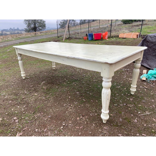 1920s Antique Rustic Pine Farmhouse Shabby Chick Dining Room Kitchen Table For Sale - Image 5 of 12