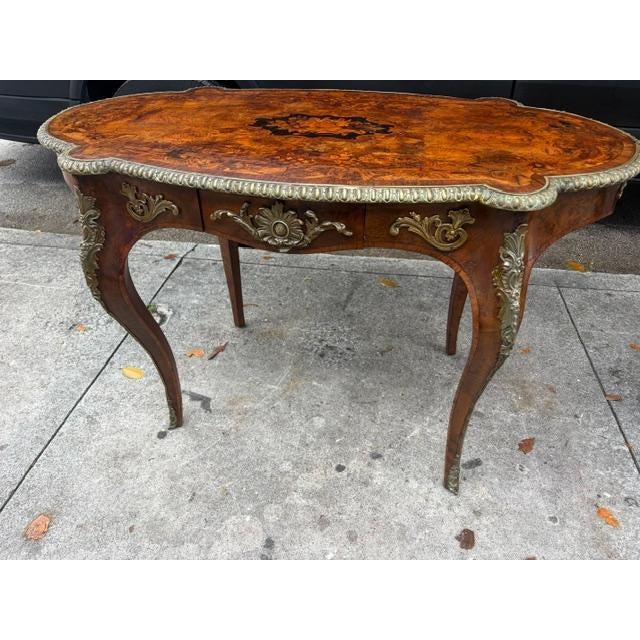Wood Antique French Walnut & Marquetry 19th C. Ladies Writing Desk Circa 1880 For Sale - Image 7 of 9