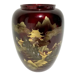 1950s An Asian Porcelain Vase With Textured Landscape Scene