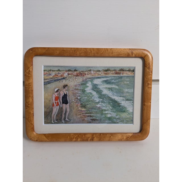 American 1920s Framed Seaside Watercolor – Serene Ocean Scene For Sale - Image 3 of 7