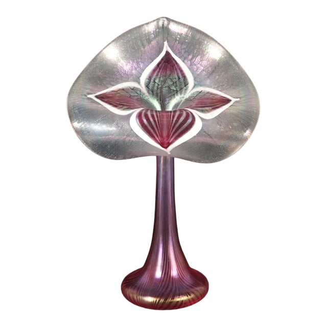 Iridescent Pulled Feather Jack in the Pulpit Vase / Signed by Stuart Abelman 1999 For Sale