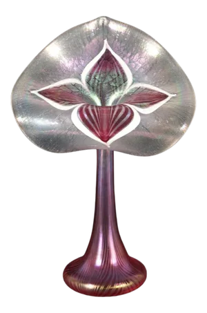 Iridescent Pulled Feather Jack in the Pulpit Vase / Signed by Stuart Abelman 1999