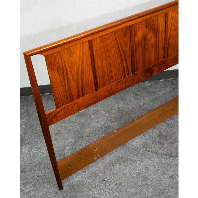 Mid Century Modern Headboard Bed Frame King Size Solid Walnut Wood Vintage MCM For Sale In Sacramento - Image 6 of 11