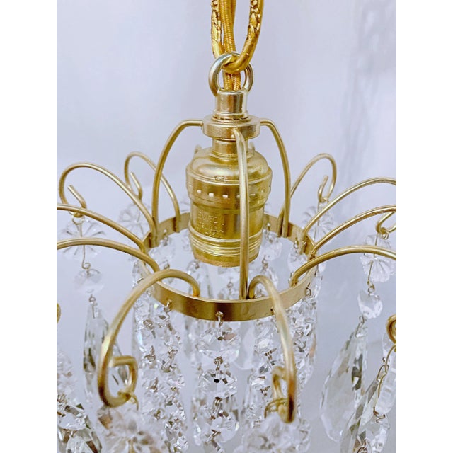 Vintage 1960s Small Brass Chandelier For Sale - Image 4 of 8