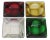 Set of four large, sculptural MCM art glass ashtrays. Their strong geometric styling offers great graphic appeal. and the...