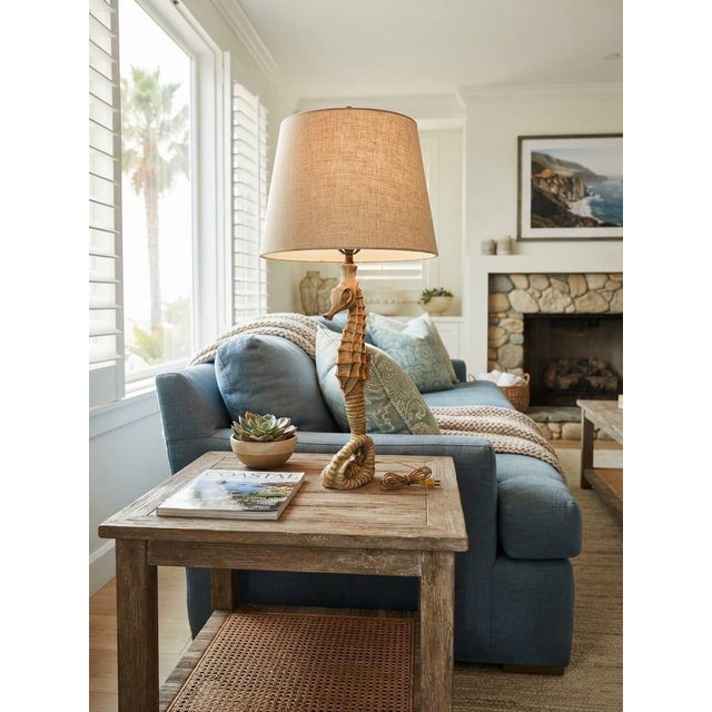 Vintage Coastal Seahorse Resin Table Lamp For Sale - Image 12 of 12