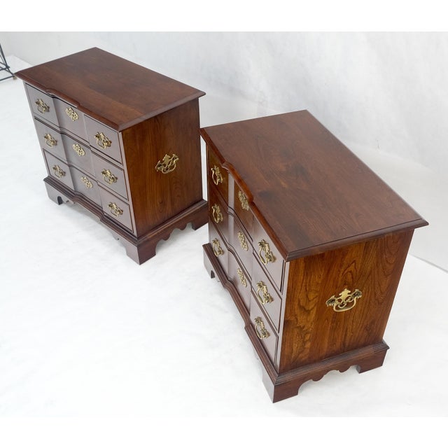 Pair of Solid Cherry 3 Drawers Block Front Nightstands End Tables Stands MIINT For Sale - Image 15 of 18