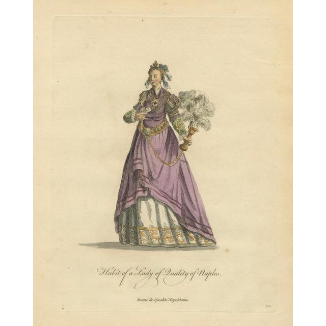 Mid 18th Century European School, Italian Noblewomen Costume from Naples, 1749, Paper Engraving For Sale - Image 5 of 10