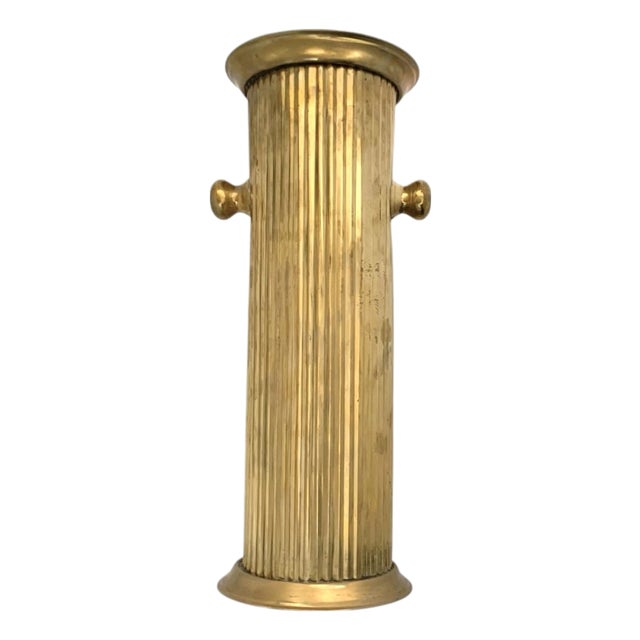 Late 20th Century Umbrella Stand Brass Cane Holder Vintage Entryway Hollywood Regency Style Decor For Sale