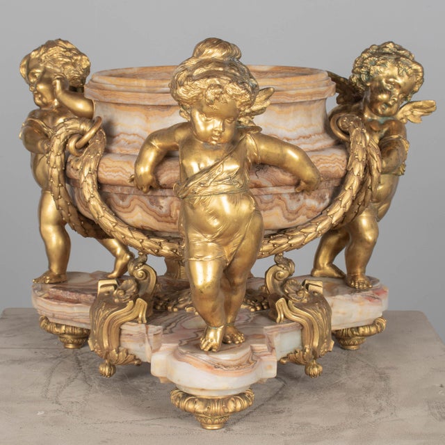 H. Journet & Cie 19th Century French Ormolu Bronze & Oynx Centerpiece For Sale - Image 4 of 16
