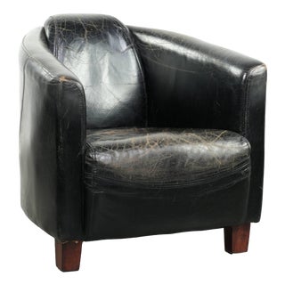 Vintage Black Cowhide Aviator Lounge Chair For Sale