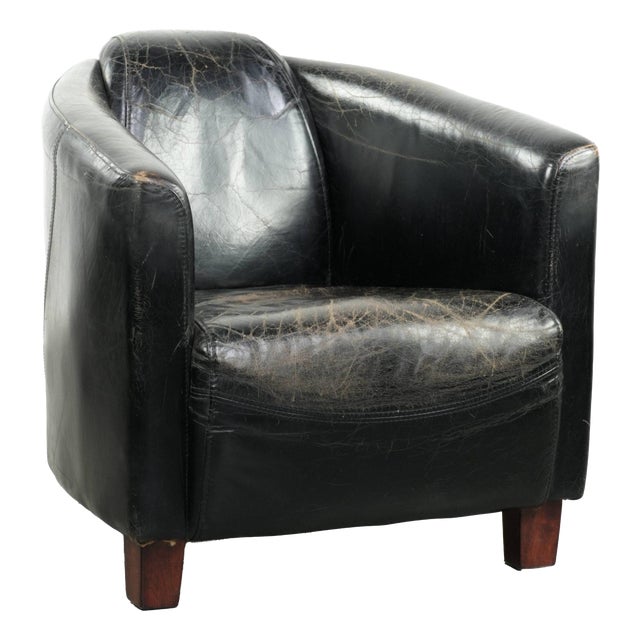 Vintage Black Cowhide Aviator Lounge Chair For Sale