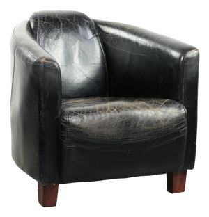 Vintage Black Cowhide Aviator Lounge Chair