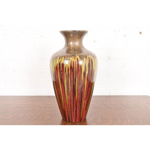 Modern Drip Glazed Large Ceramic Urn Form Vase For Sale - Image 11 of 11