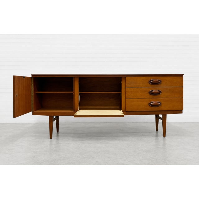 Wood Rare Mid Century Modern Danish Teak Credenza / Media Stand, C. 1960's For Sale - Image 7 of 16