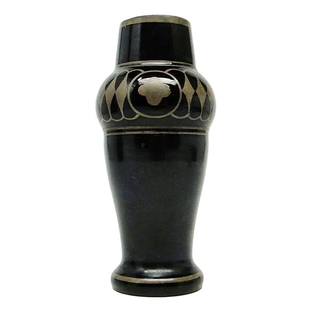 Antique Art Nouveau Vase with Glass, 1900s For Sale