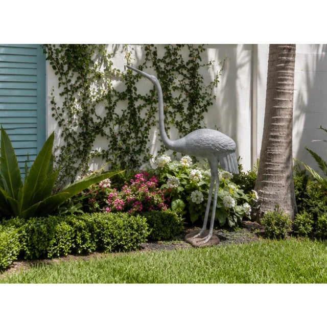 Vintage Cast Iron Crane Garden Statue For Sale - Image 10 of 12