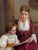 Victorian Vintage Large Oil Painting Signed Mother & Child Reading Scene in Ornate Gilt Frame For Sale - Image 3 of 9