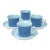 Classic Mid-Century Blue on Blue Coffee Cups & Saucers by Mikasa Japan - 8 Pieces / Serves 4 For Sale